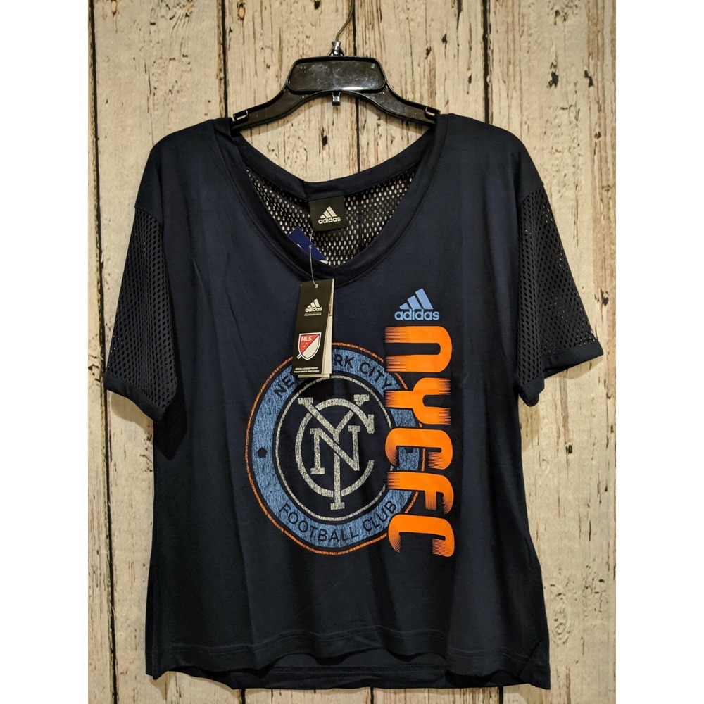 Adidas Women's Small NYC Football Club Navy Short Sleeve T‑Shirt Tee Shirt